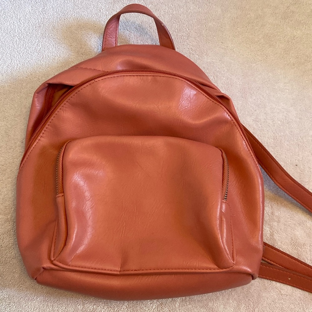 Super cute leather light pink mini backpack